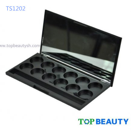 Retangle 12 well eyeshadow compact case with mirror（TS1202）