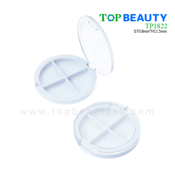 Round 4 well powder compact container with flat clear cover ( TS1811)