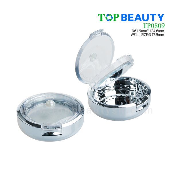 Plastic round single well compact powder container with clear cover(TP0809)