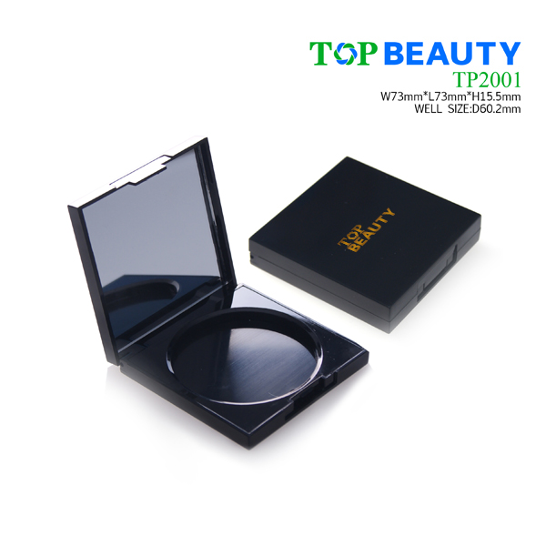 Square single well plastic powdercosmetic compact case with mirror(TP2001)