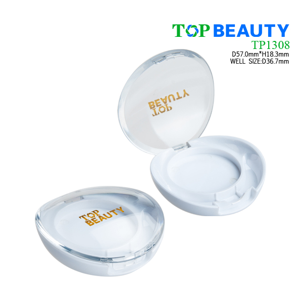 Round single well baby compact powder case with dome clear cover(TP1308)