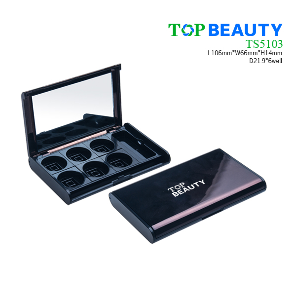 Rectangle plastic eye shadow case with 6+1 well TS5103