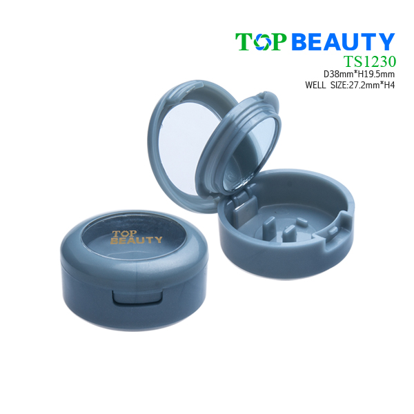 Round plastic eye shadow case with middle layer mirror TS1230