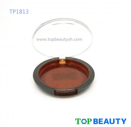 Round single well powder compact container with dome clear cover