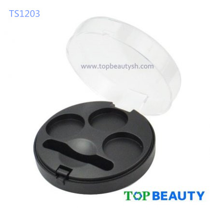 Round 3 well eyeshadow compact case with flat top clear cover（TS1203）