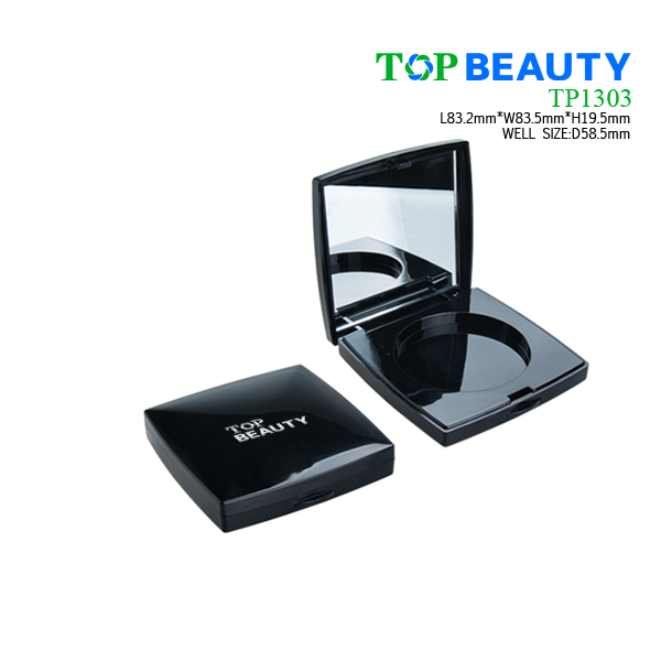 Square single well powder compact container with mirror (TP1303)