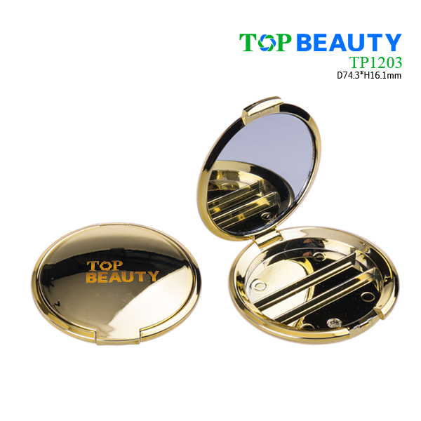 Round single well powder compact case with mirror (TP1203)