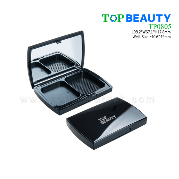 Plastic retangle  compact powder case with mirror in the cap (TP0805)