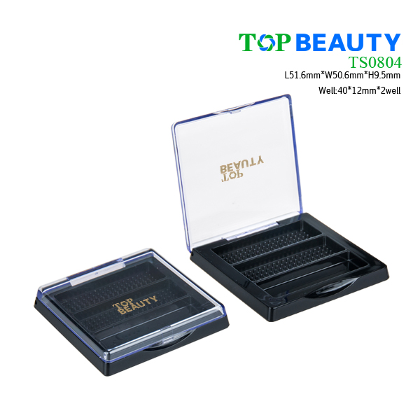 3 well rectangle eye shadow case with applicator(TS0804)