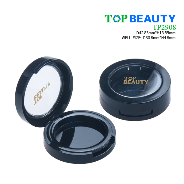 Round plastic compact case with falt window cover TP2908