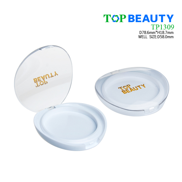 Round single well baby compact powder case with dome clear cover(TP1309)
