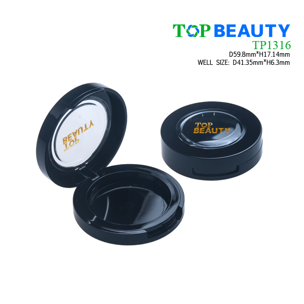 Round eye shadow case with 3 well and window cover TP1316