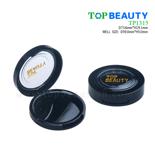 Round plastic compact single well case with window on cover TP1315