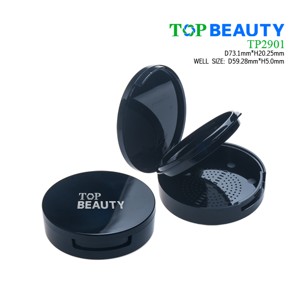 Round plastic pressed powder compact with single well TP2901