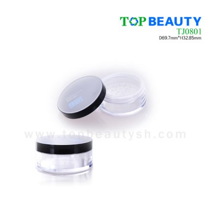 Round loose powder container with clear base (TJ0801)