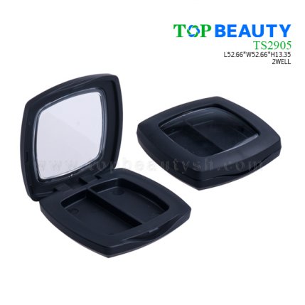 Square plastic eye shadow case with 2 well TS2905