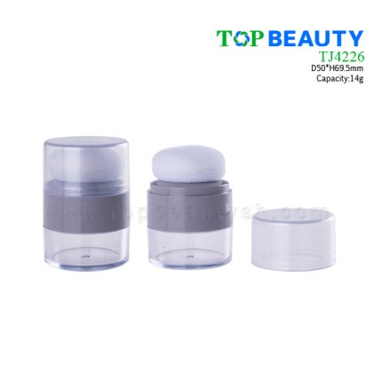 Round plastic loose powder jar with puff TJ4226