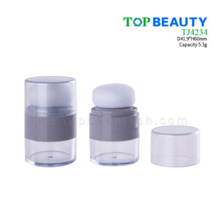 Round plastic Loose powder jar with puff 5.3g TJ4234