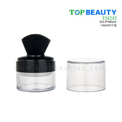 Round Plastic Loose Powder Jar with Brush TJ4242