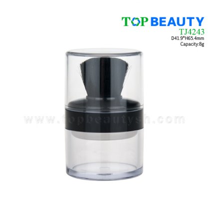 Round Plastic Loose Powder Jar with Brush TJ4243