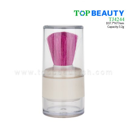 Round Plastic Loose Powder Jar with Brush TJ4244