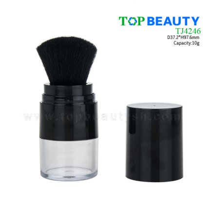 Round Plastic Loose Powder Jar with Brush TJ4246