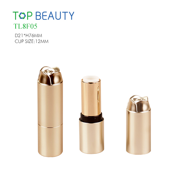 New Special Flower on Cap Round Plastic Lipstick(TL8F05)